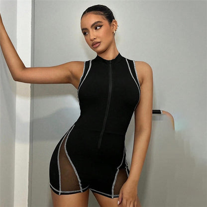Rogue Necked Zipper Sleeveless Jumpsuit