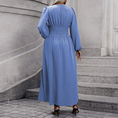 Sexy V Neck Bodycon Slit Long Sleeve Dress