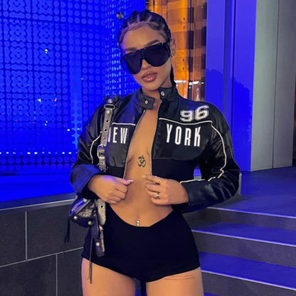 NEW YORK 96 Cropped Leather Jacket