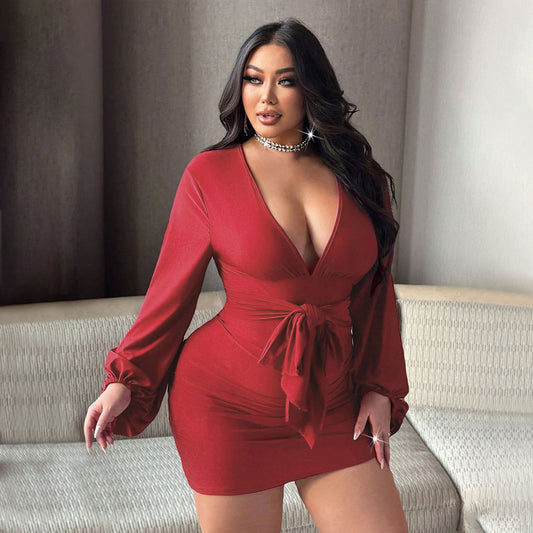 Sexy V neck Dress Bodycon Socialite Dress