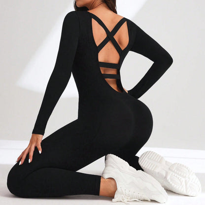 Jumpsuit Beauty Back Cross Shoulder Strap Corset Sports Yoga Bodysuit Workout Clothes Nylon Quick Drying