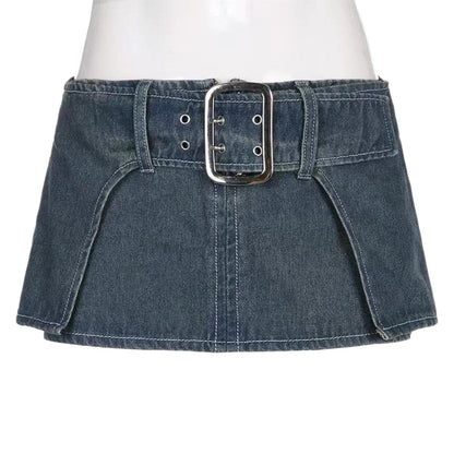 Sexy Personalized Design Faux Two Layer Ultra Short Denim Skirt Distressed Waist Large Breasted Hip Lift Skirt