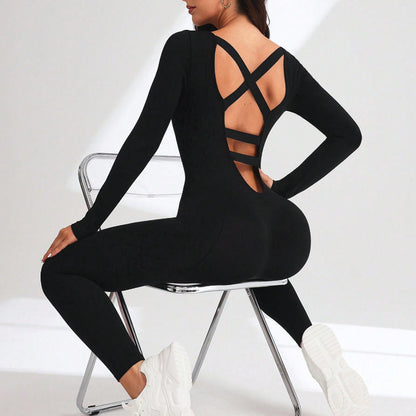 Jumpsuit Beauty Back Cross Shoulder Strap Corset Sports Yoga Bodysuit Workout Clothes Nylon Quick Drying