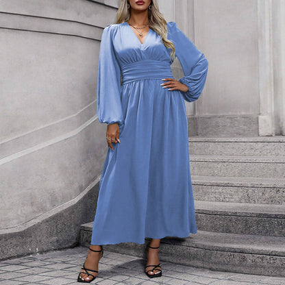 Sexy V Neck Bodycon Slit Long Sleeve Dress