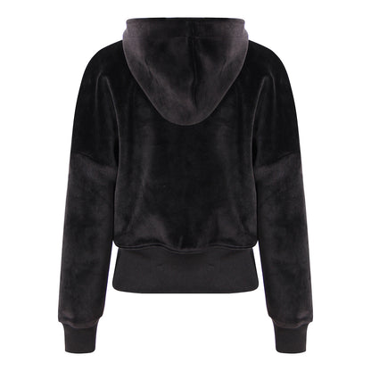 Black Velvet Hooded Multi Metal Zipper Sweater
