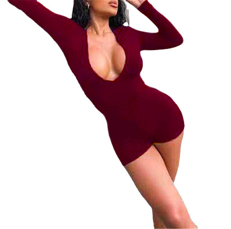 Becca Sexy Low Cut Sleeved Playsuit