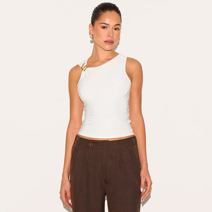 Women Clothing Summer Sexy Simple Solid Color Tight Trim Long Vest Women